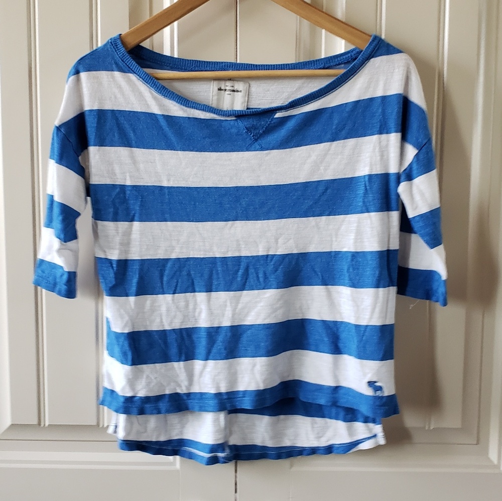 Abercrombie blue and white striped Tee